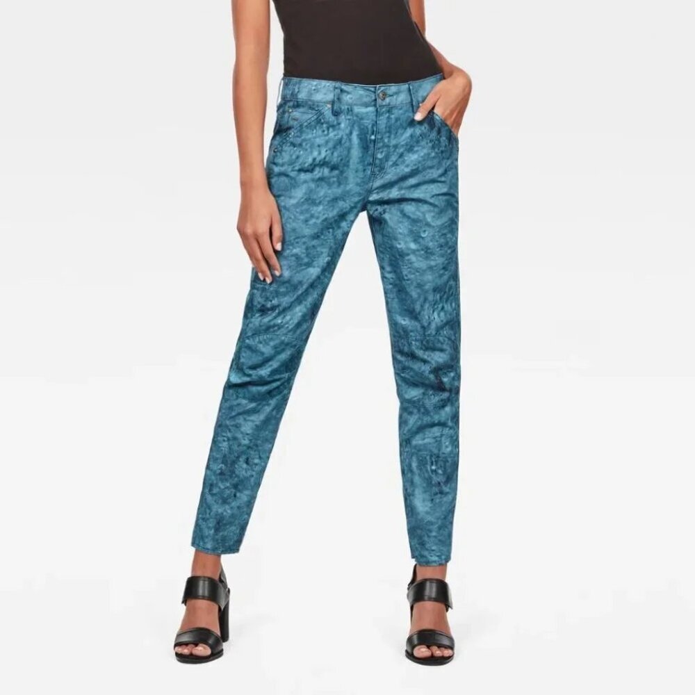 New G-Star x Pharrell Williams Elwood 5622 3D Mid Waist Boyfriend Blue Uranus